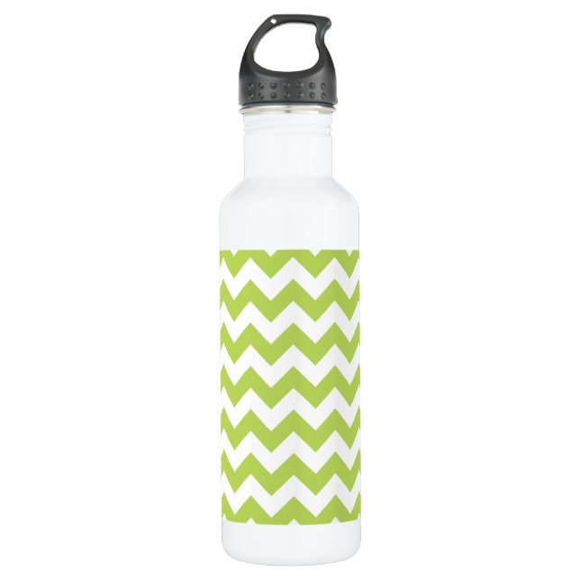 Green Zigzag, Green Chevron, Geometric Pattern 710 Ml Water Bottle (Front)