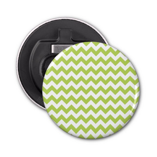 Green Zigzag, Green Chevron, Geometric Pattern Bottle Opener (Front)