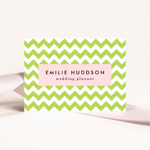 Green Zigzag, Green Chevron, Geometric Pattern Business Card