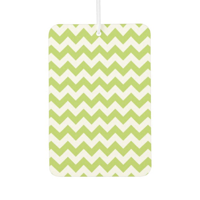 Green Zigzag, Green Chevron, Geometric Pattern Car Air Freshener (Front)