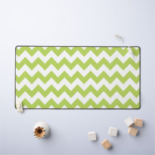 Green Zigzag, Green Chevron, Geometric Pattern Desk Mat
