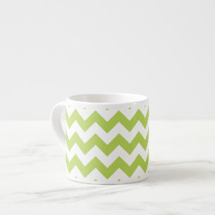 Green Zigzag, Green Chevron, Geometric Pattern Espresso Cup