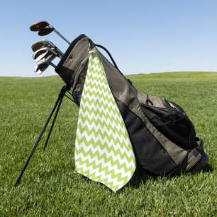 Green Zigzag, Green Chevron, Geometric Pattern Golf Towel