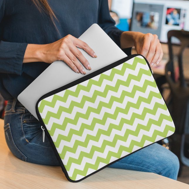 Green Zigzag, Green Chevron, Geometric Pattern Laptop Sleeve (Creator Uploaded)