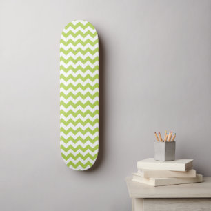 Green Zigzag, Green Chevron, Geometric Pattern Skateboard