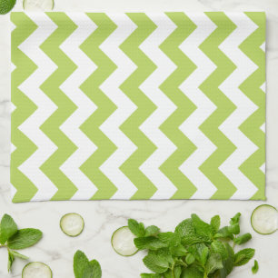 Green Zigzag, Green Chevron, Geometric Pattern Tea Towel