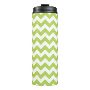 Green Zigzag, Green Chevron, Geometric Pattern Thermal Tumbler