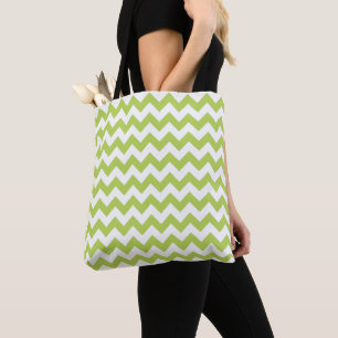 Green Zigzag, Green Chevron, Geometric Pattern Tote Bag