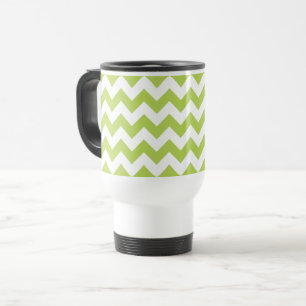 Green Zigzag, Green Chevron, Geometric Pattern Travel Mug