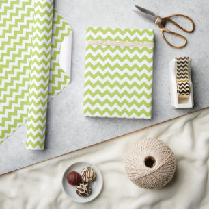Green Zigzag, Green Chevron, Geometric Pattern Wrapping Paper
