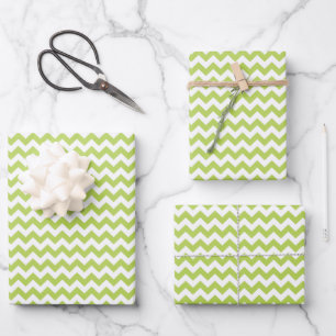Green Zigzag, Green Chevron, Geometric Pattern Wrapping Paper Sheet