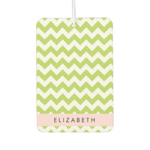 Green Zigzag, Green Chevron, Your Name Car Air Freshener