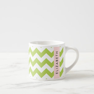 Green Zigzag, Green Chevron, Your Name Espresso Cup