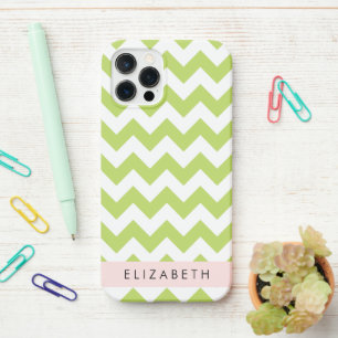 Green Zigzag, Green Chevron, Your Name iPhone 12 Pro Case