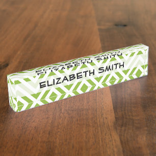 Green Zigzag, Green Chevron, Zigzag Pattern Nameplate