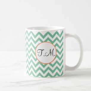 Green Zigzag Monogrammed Coffee Mug