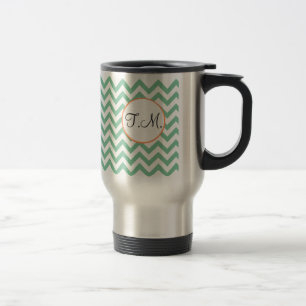 Green Zigzag Monogrammed Travel Mug