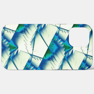 Green zigzag or saws on intense cyan to royal blue iPhone 12 pro max case