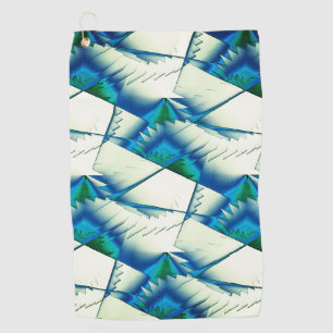 Green zigzag or saws on intense cyan to royal blue golf towel