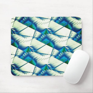 Green zigzag or saws on intense cyan to royal blue mouse mat