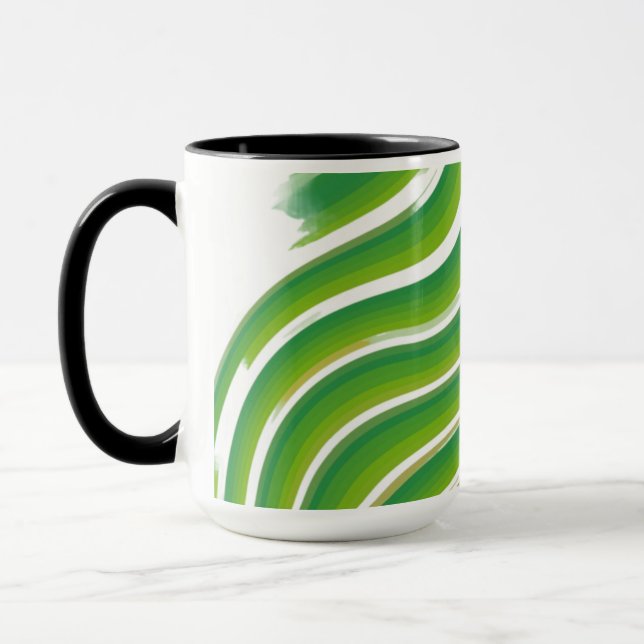 Green Zigzag Pattern Mugs | Stylish Geometric Drin (Left)