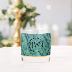 Green Zoisite Mineral Stone Monogram Whiskey Glass