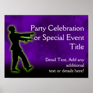 Green Zombie on Purple Poster