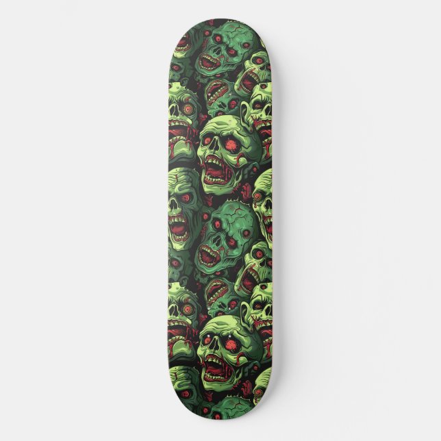 Green Zombie Spooky Halloween Skateboard (Front)