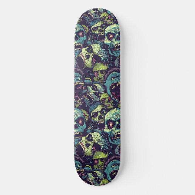 Green Zombie Spooky Halloween Skateboard (Front)
