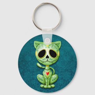 Green Zombie Sugar Kitten Key Ring