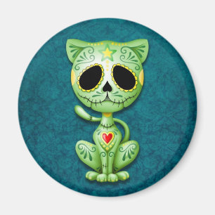 Green Zombie Sugar Kitten Magnet
