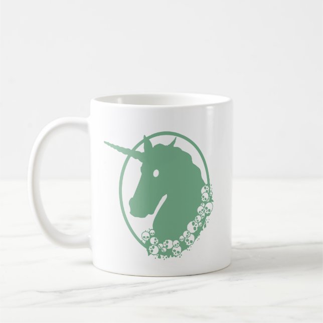 Green Zombie Unicorn Coffee Mug (Left)