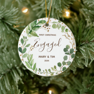 Greenary First Christmas Engaged Ornament Gift