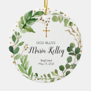 Greenary Personalised Boy Or Girl Baptism Ornament