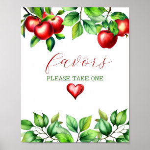 Greenary Red Apple Favours Please Take One  Poster
