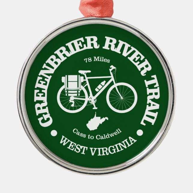 Greenbrier River Trail (cycling) Metal Tree Decoration (Front)