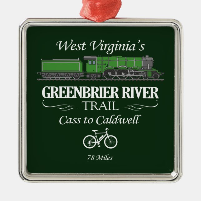 Greenbrier River Trail (RT2) Metal Tree Decoration (Front)
