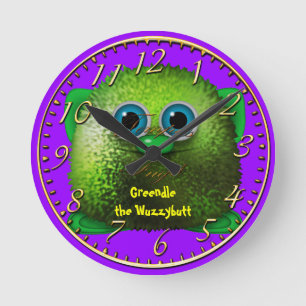 Greendle the Wuzzybutt Kids' Fun Cartoon Clock