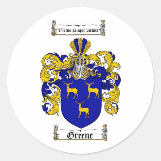 GREENE FAMILY CREST -  GREENE COAT OF ARMS CLASSIC ROUND STICKER