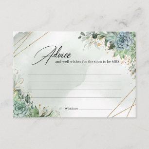 Greeneey succulents gold frame boho Advice Card