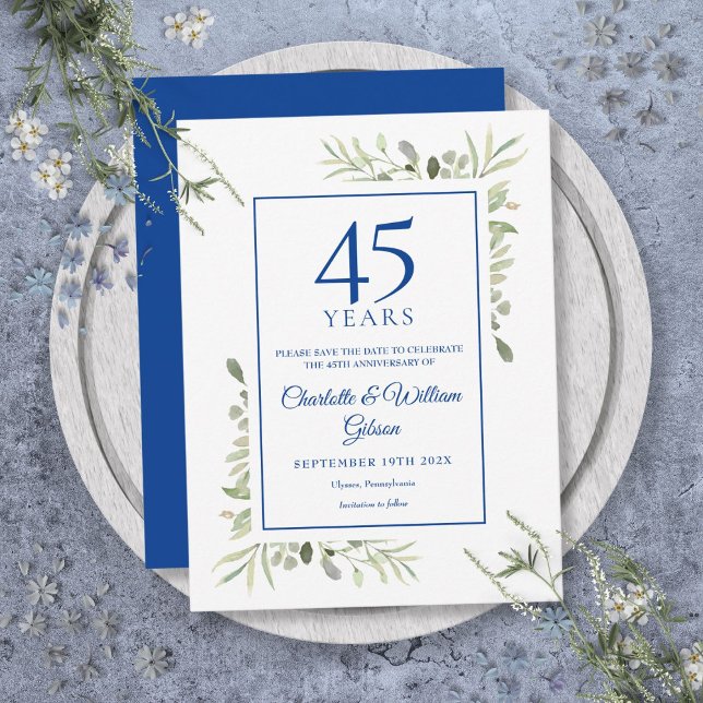 Greenery 45th 65th Anniversary Save the Date Announcement Postcard (Greenery 45th 65th Anniversary Save the Date Announcement Postcard)