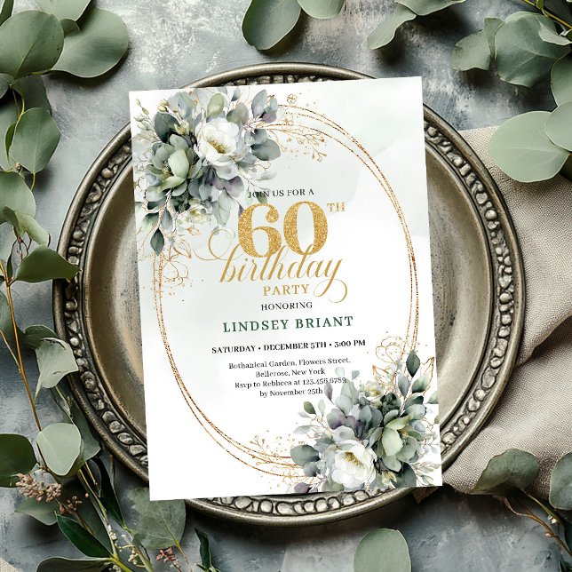 Greenery 60th Birthday Boho Eucalyptus Invite (Greenery 60th Birthday Boho Eucalyptus Invite

)