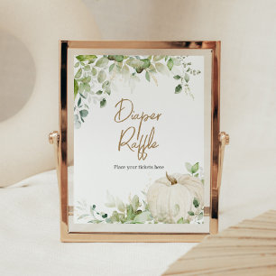 Greenery A Little Pumpkin Diaper Raffle Poster