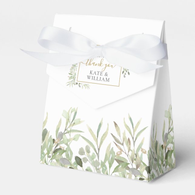 Greenery A Sweet Beginning Thank You Wedding Favour Box (Front Side)