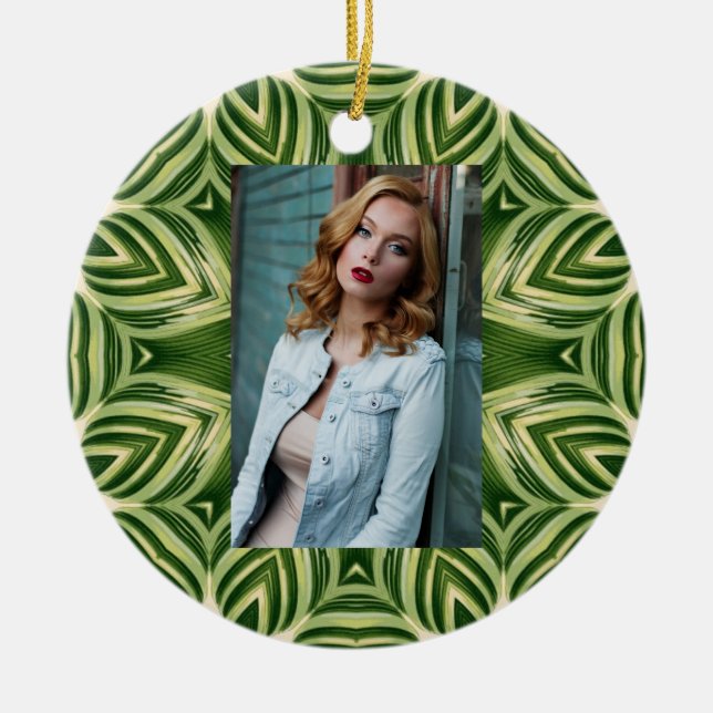 greenery abstract botanical tropical palm leaves ceramic tree decoration (Front)