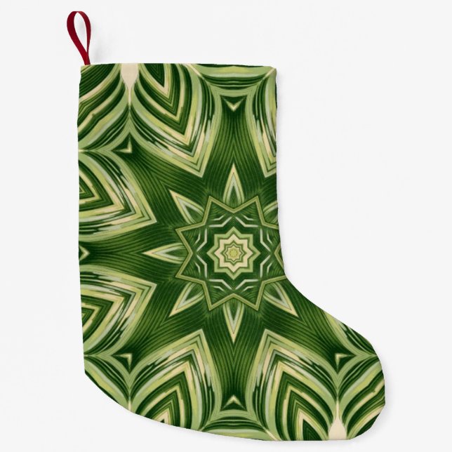 greenery abstract botanical tropical palm leaves small christmas stocking (Front)
