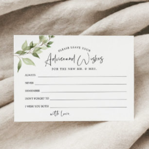 Greenery Advice and Wishes for Mrs. and Mrs. Cards