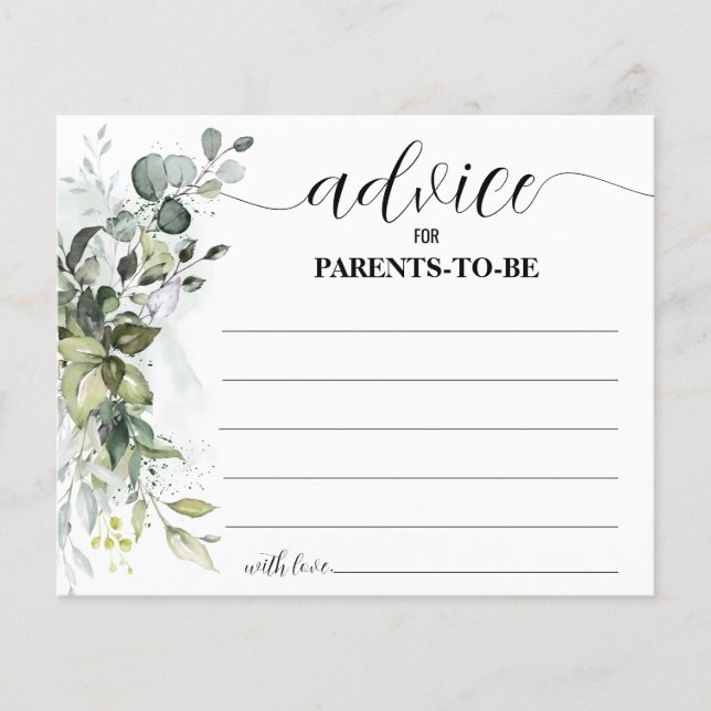 Greenery Advice for Mum & Dad Baby Shower card (Front)