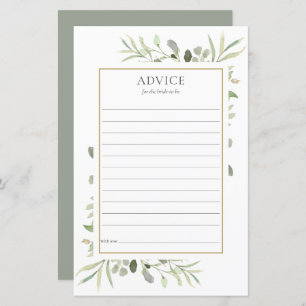 Greenery Advice For The Bride Bridal Shower Card