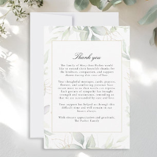 Greenery After Funeral Memorial Sympathy  Thank Yo You Card